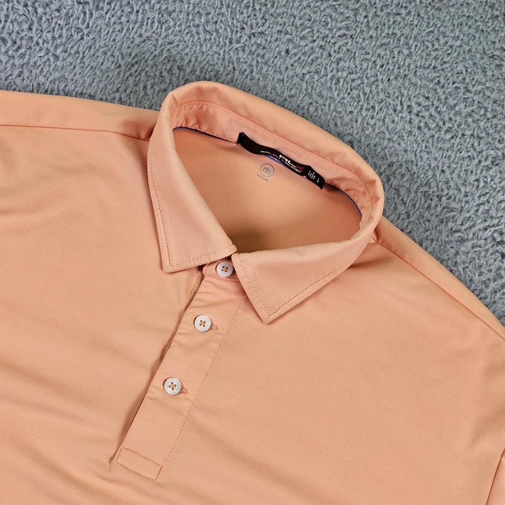 RLX Ralph Lauren Polo Shirt Mens Large Orange Golf Performance Short‎ Sleeve